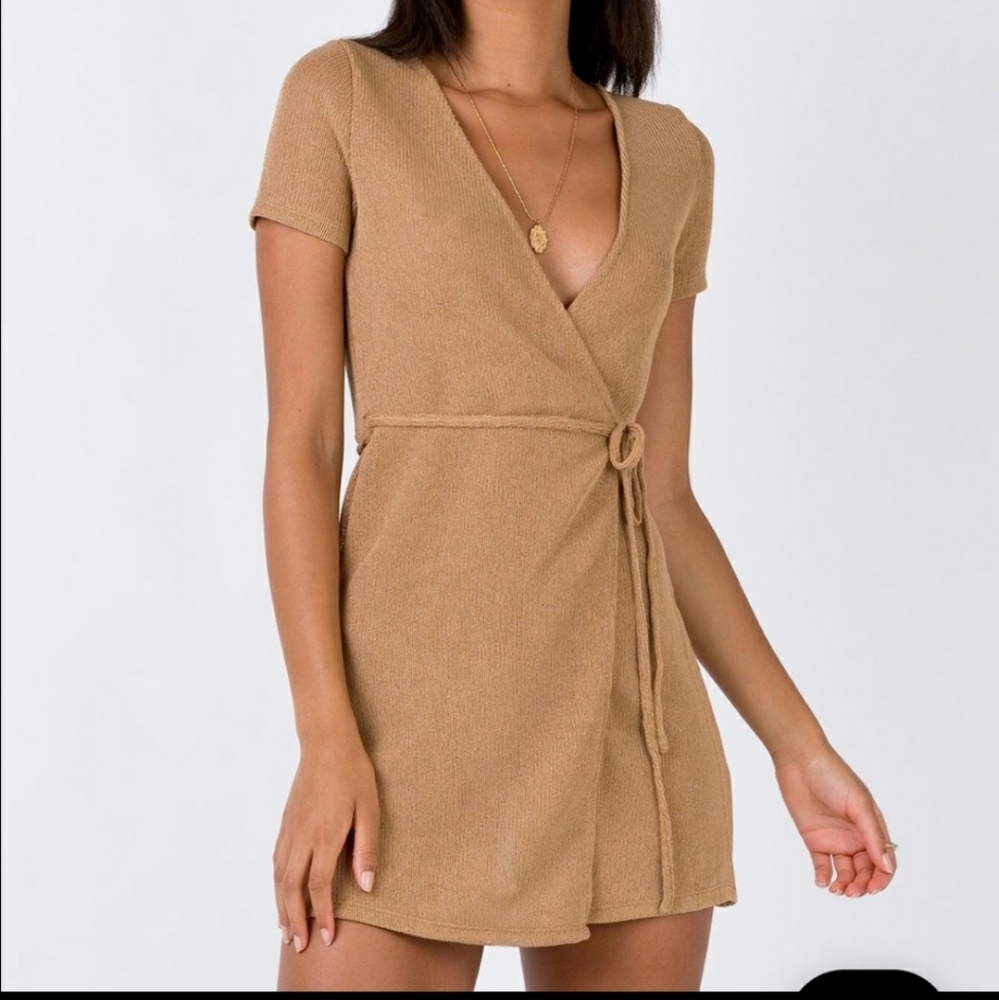 Tan Wrap Dress